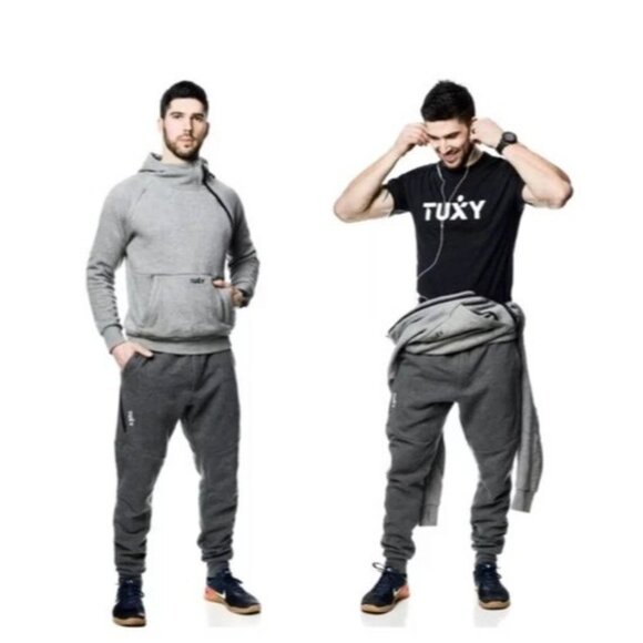 Tuxy 2XL One Piece Suit Jumpsuit Loungwear Hoodie Sweats Joggers Gray Athleisure - Picture 1 of 16